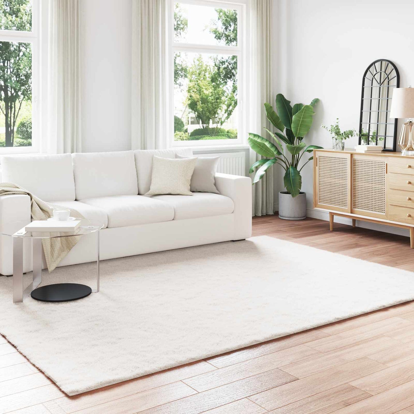 Kunstfell Hasen Teppich Olite Creme 240 x 340 cm Polyester
