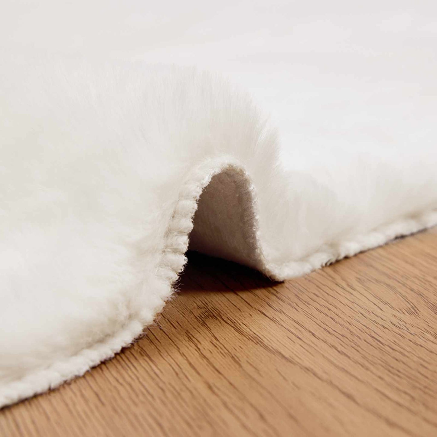 Faux Fur Rabbit Rug Olite Cream 200 x 200 cm Polyester
