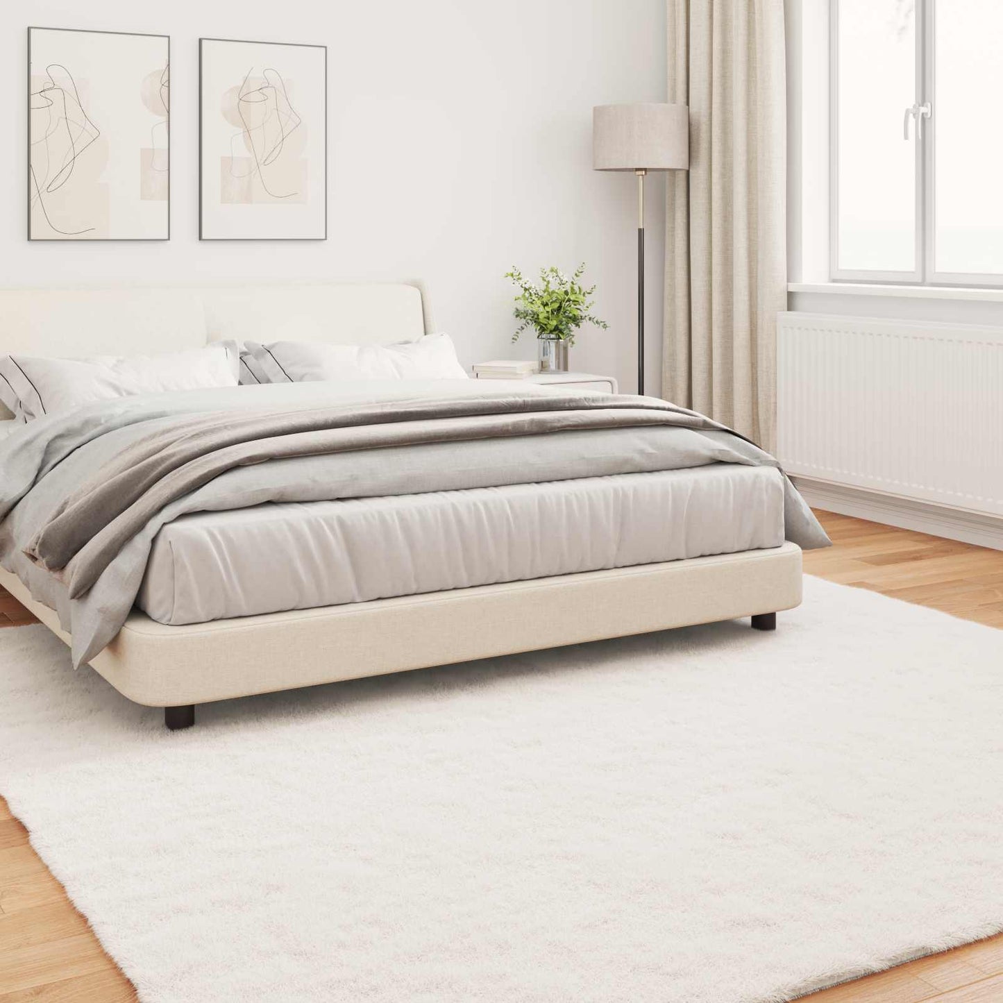 Faux Fur Rabbit Rug Olite Cream 200 x 200 cm Polyester