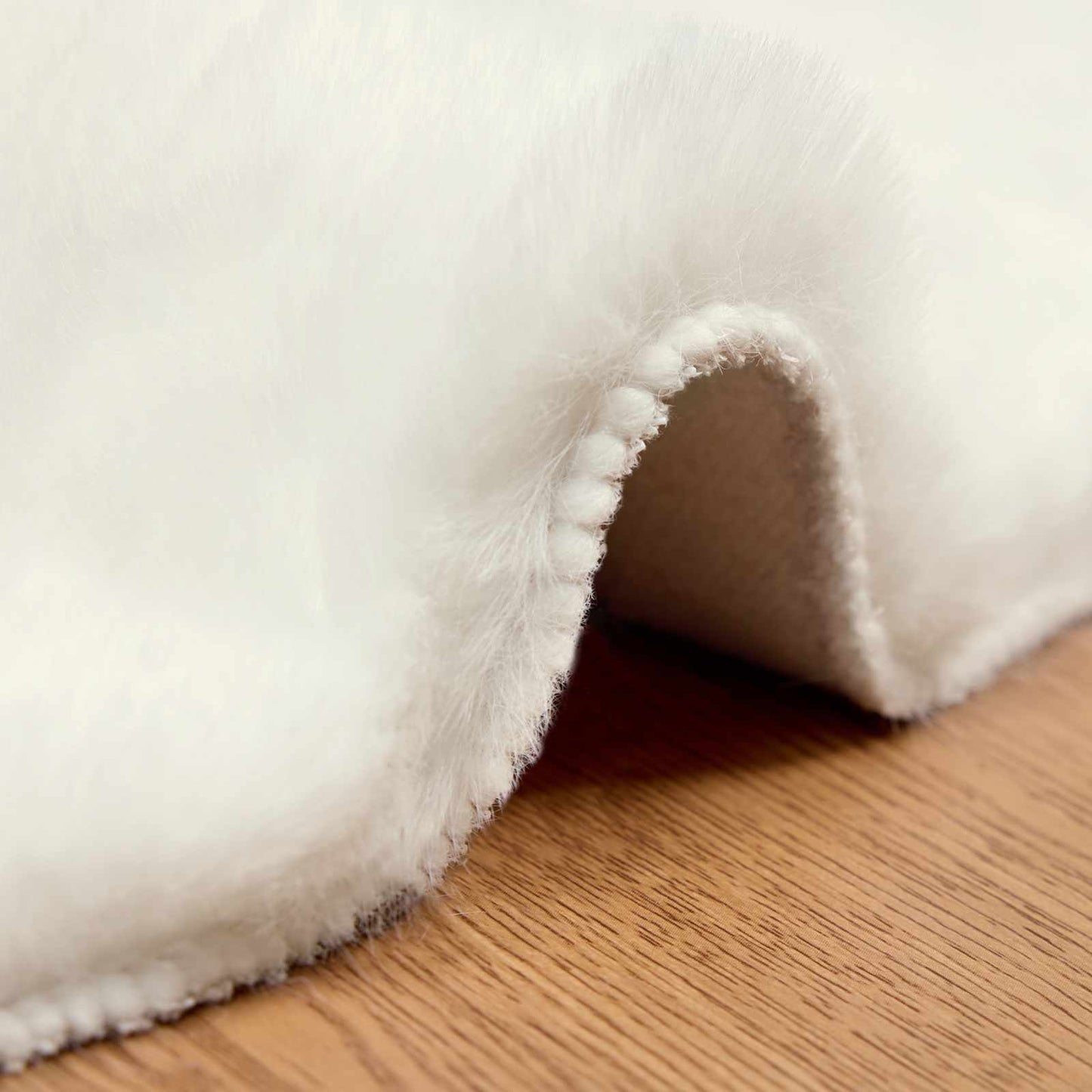 Faux Fur Rabbit Rug Olite Cream Ø 120 cm Polyester