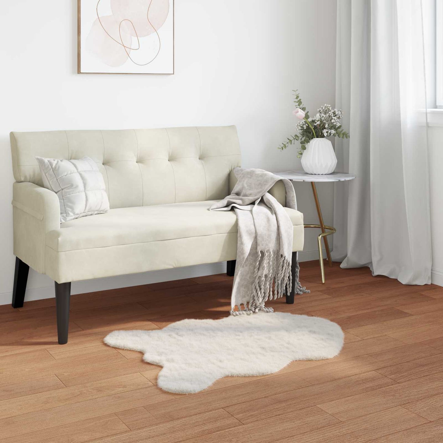 Tapis lapin en fausse fourrure Olite Crème 80 x 120 cm Polyester