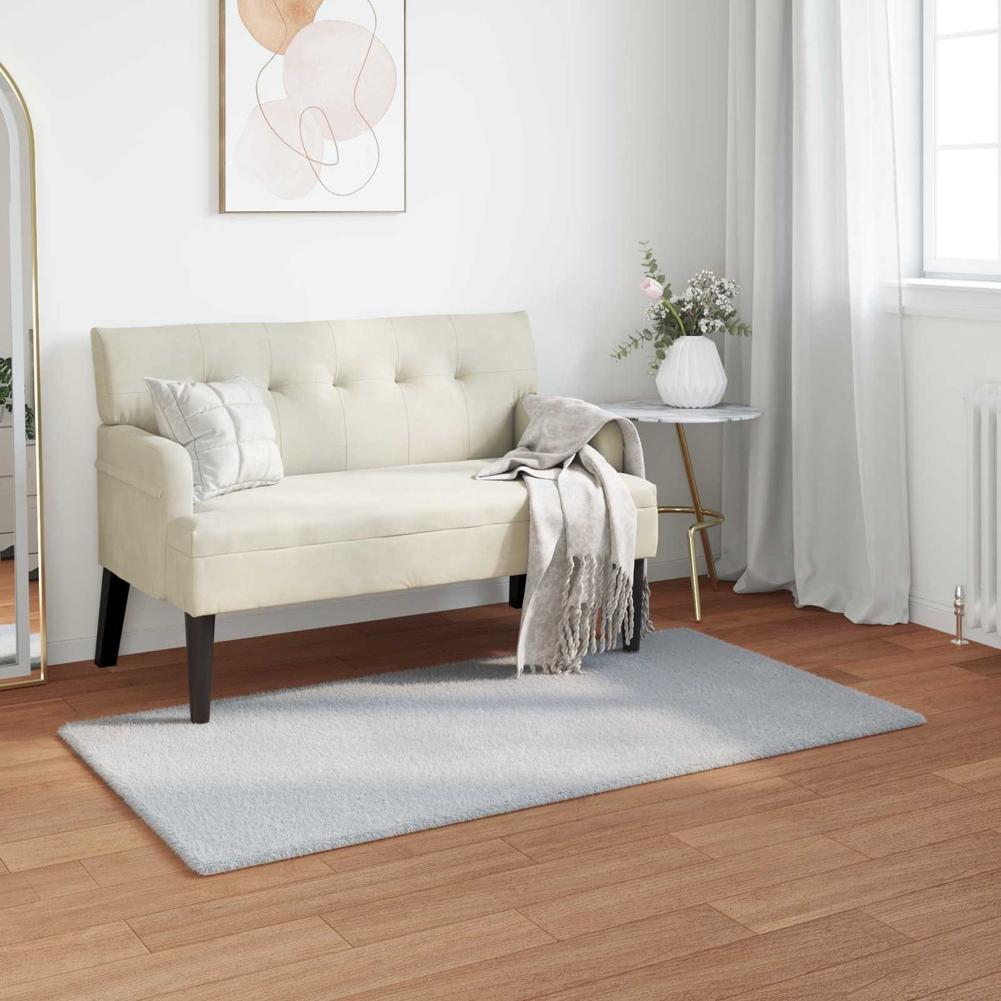 Tapis en fausse fourrure de lapin Olite gris 60 x 110 cm polyester