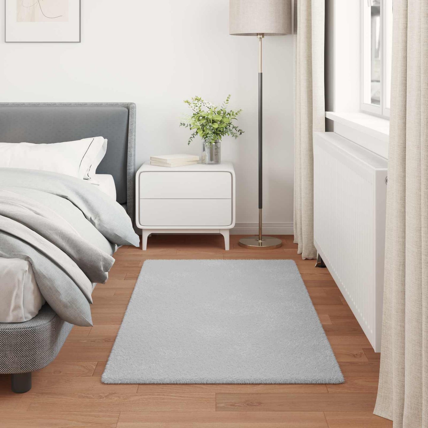 Tapis en fausse fourrure de lapin Olite gris 60 x 110 cm polyester