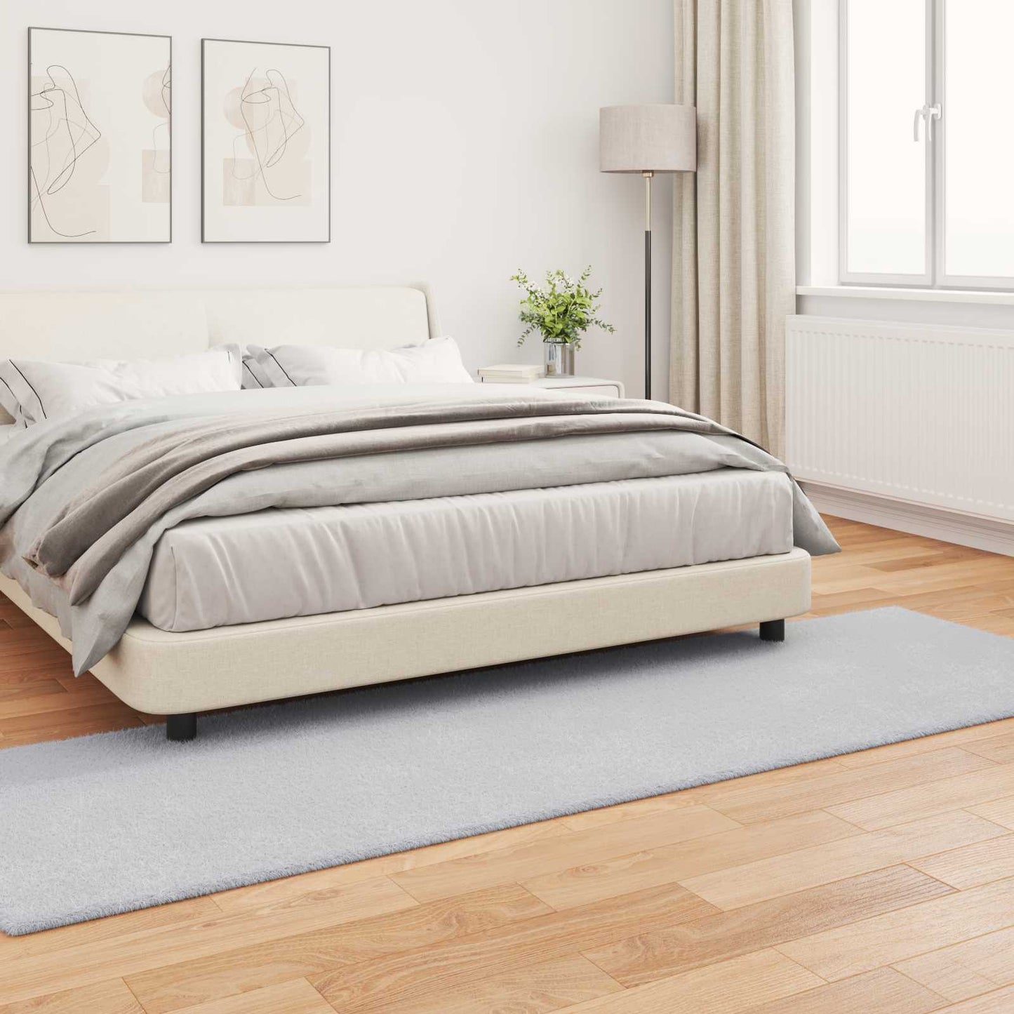 Tapis en fausse fourrure de lapin Olite gris 80 x 250 cm polyester