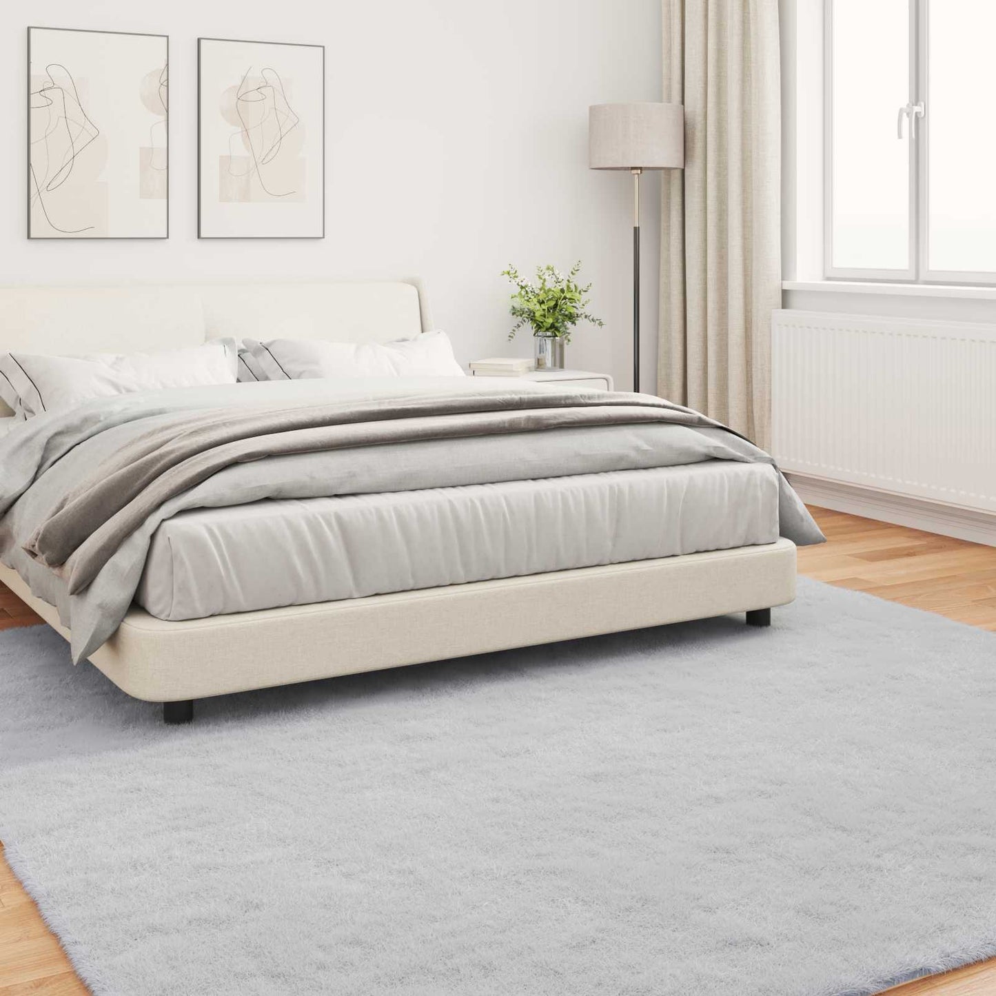 Tapis en fausse fourrure de lapin Olite gris 200 x 200 cm polyester