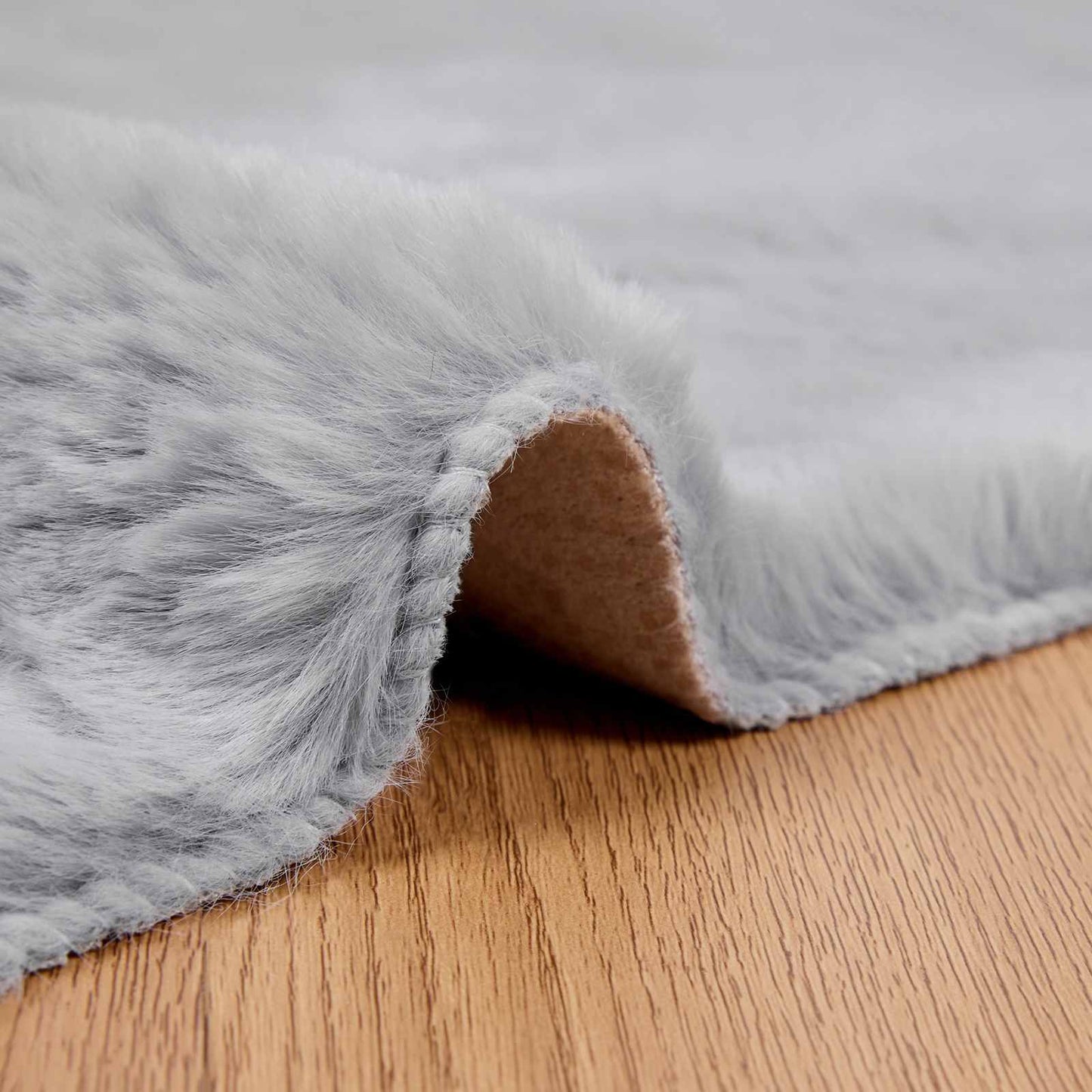 Kunstfell Hasen Teppich Olite Grau 240 x 240 cm Polyester