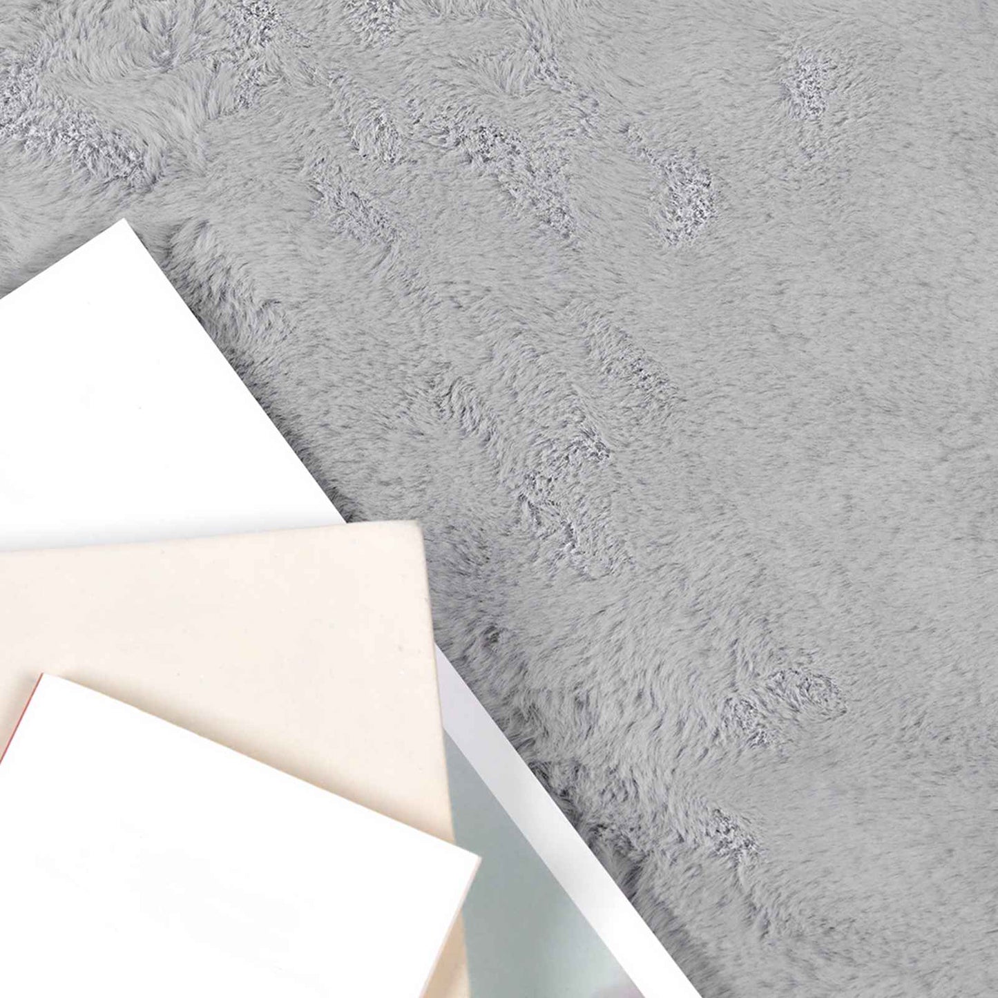 Kunstfell Hasen Teppich Olite Grau 240 x 240 cm Polyester