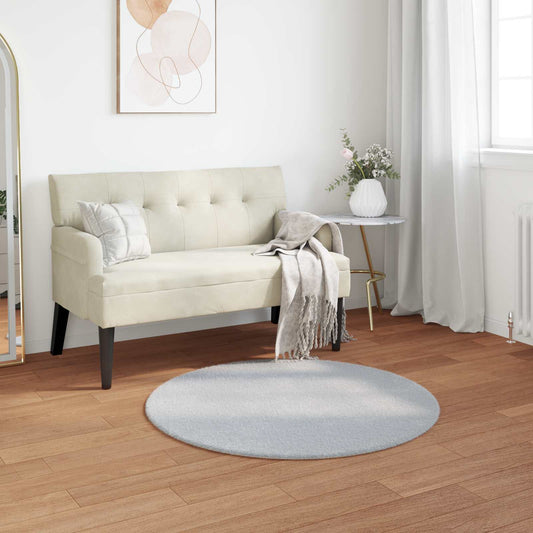Faux Fur Rabbit Rug Olite Grey Ø 100 cm Polyester
