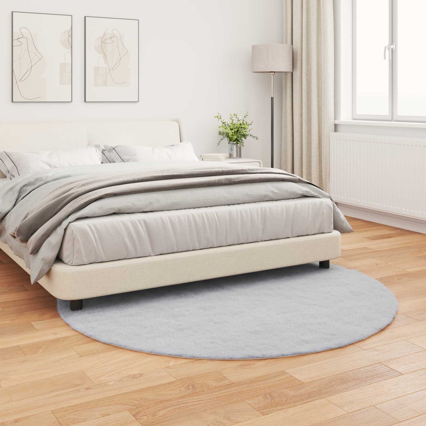 Faux Fur Bunny Rug Olite Grey Ø 160 cm Polyester