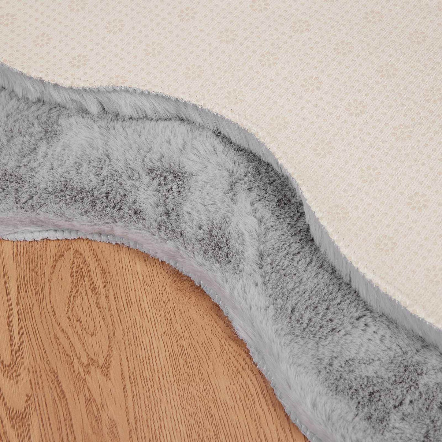Tapis lapin en fausse fourrure Olite gris 80 x 120 cm Polyester