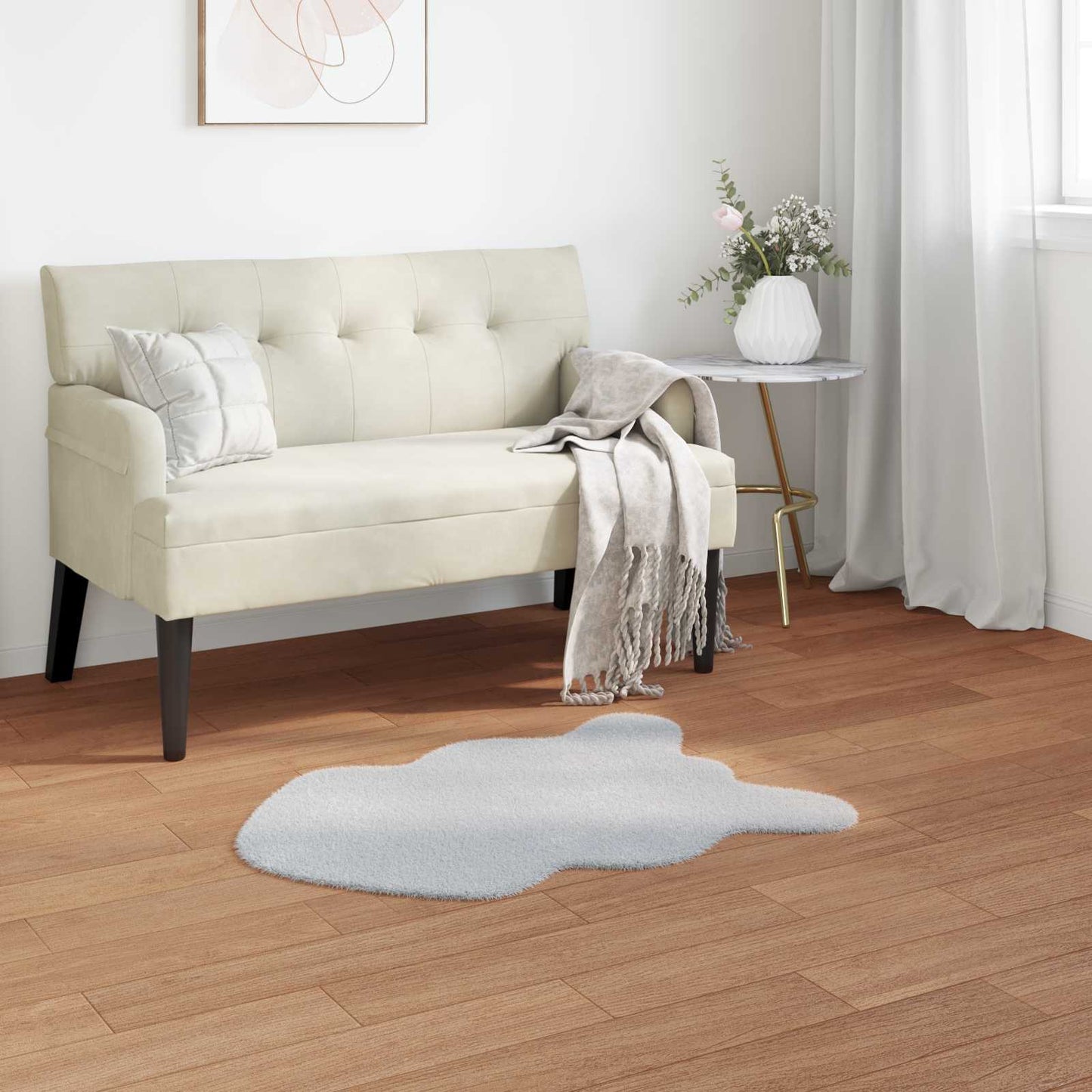 Tapis lapin en fausse fourrure Olite gris 80 x 120 cm Polyester