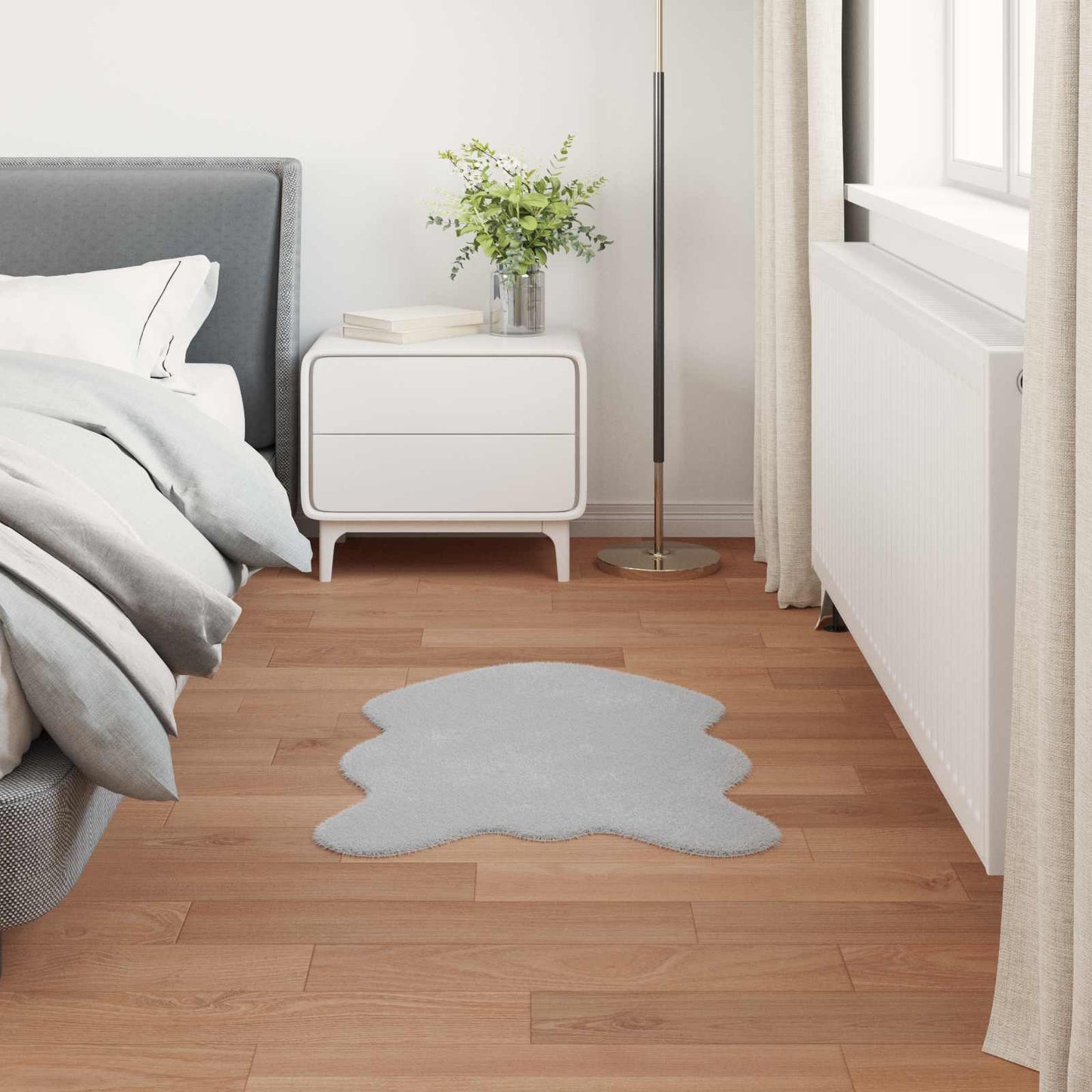 Tapis lapin en fausse fourrure Olite gris 80 x 120 cm Polyester