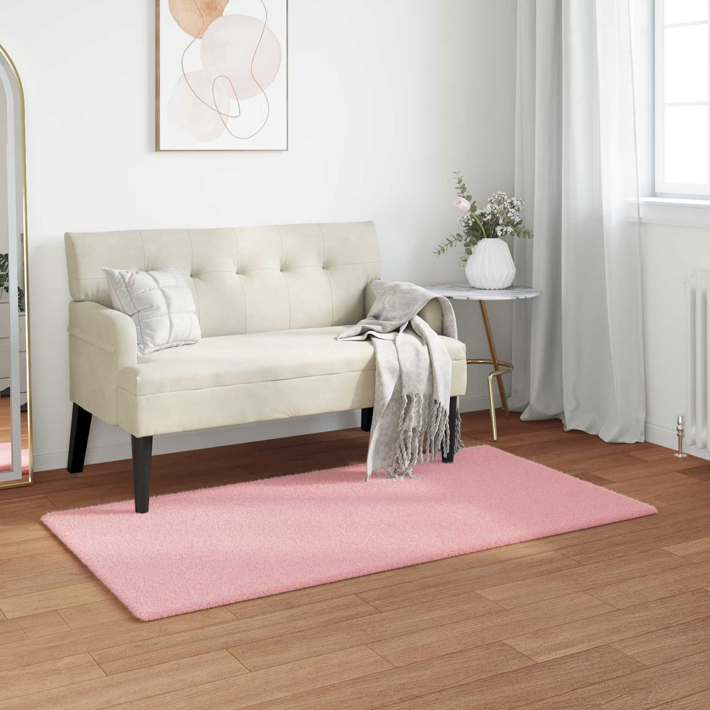 Tapis en fausse fourrure de lapin Olite Rose 60 x 110 cm Polyester