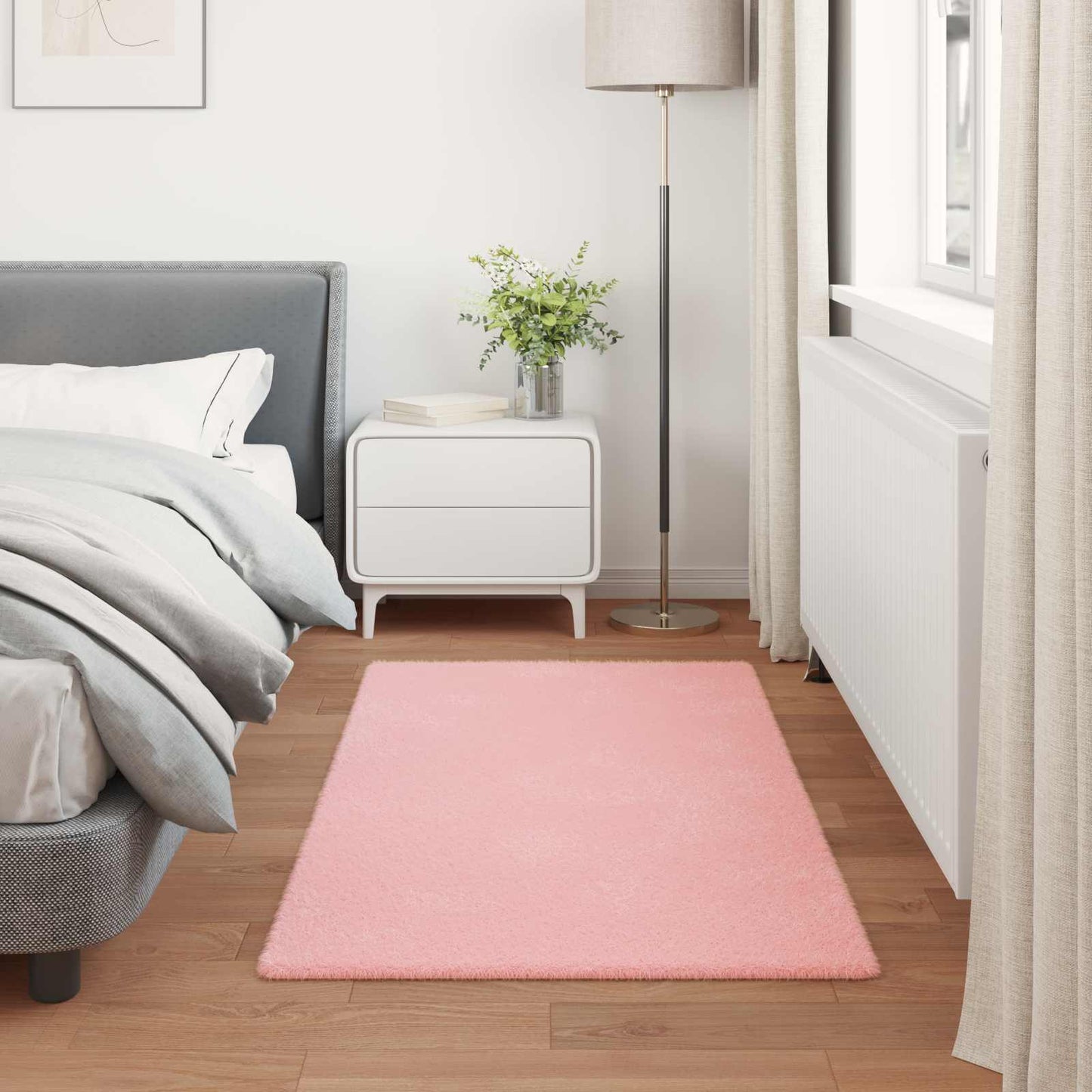 Tapis lapin fausse fourrure Olite Rose 80 x 150 cm Polyester