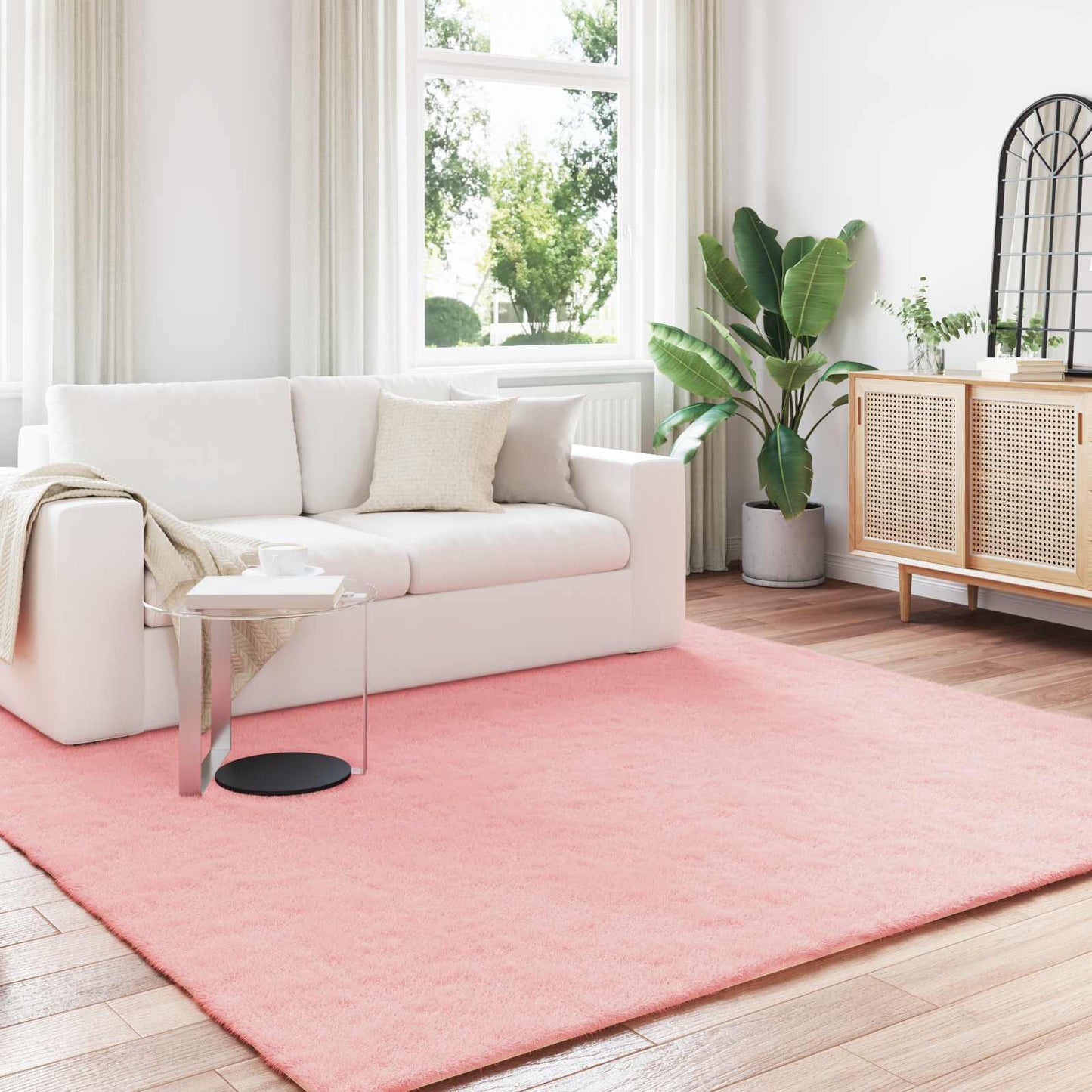Tapis en fausse fourrure de lapin Olite Rose 200 x 200 cm Polyester