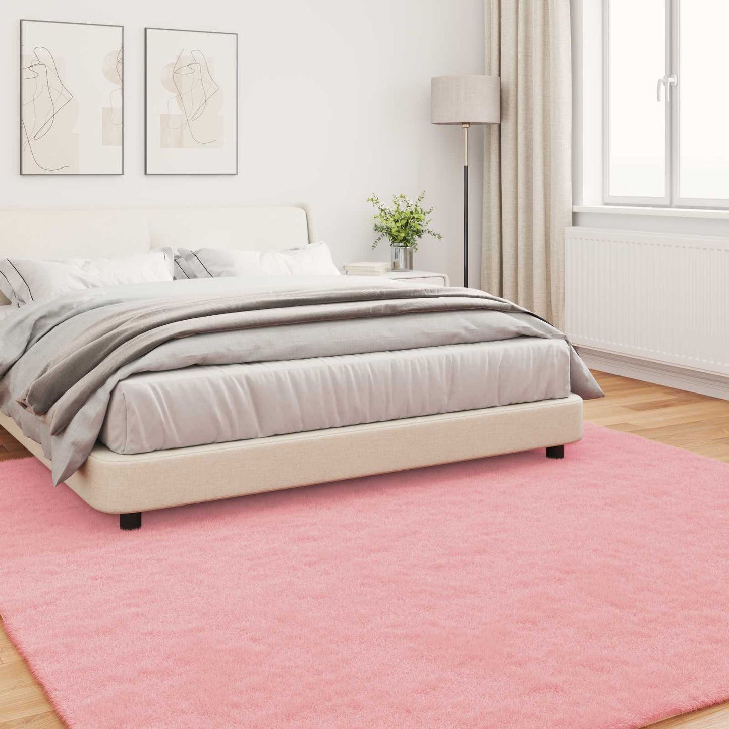 Kunstfell Hasen Teppich Olite Rosa 240 x 240 cm Polyester