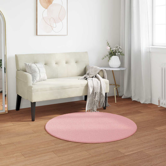 Kunstfell Hasen Teppich Olite Rosa Ø 80 cm Polyester
