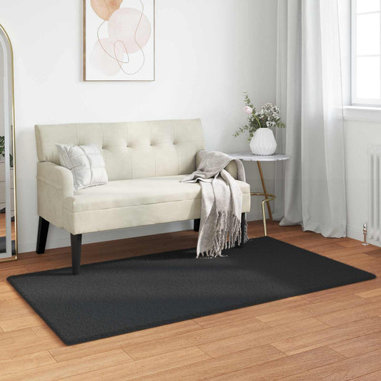 Kunstfell Hasen Teppich Olite Schwarz 60 x 110 cm Polyester