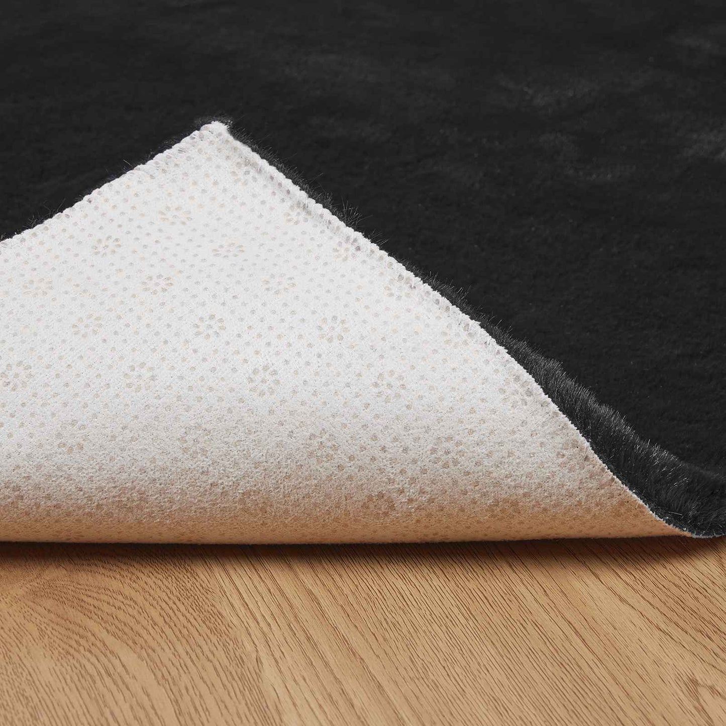 Kunstfell Hasen Teppich Olite Schwarz 80 x 200 cm Polyester