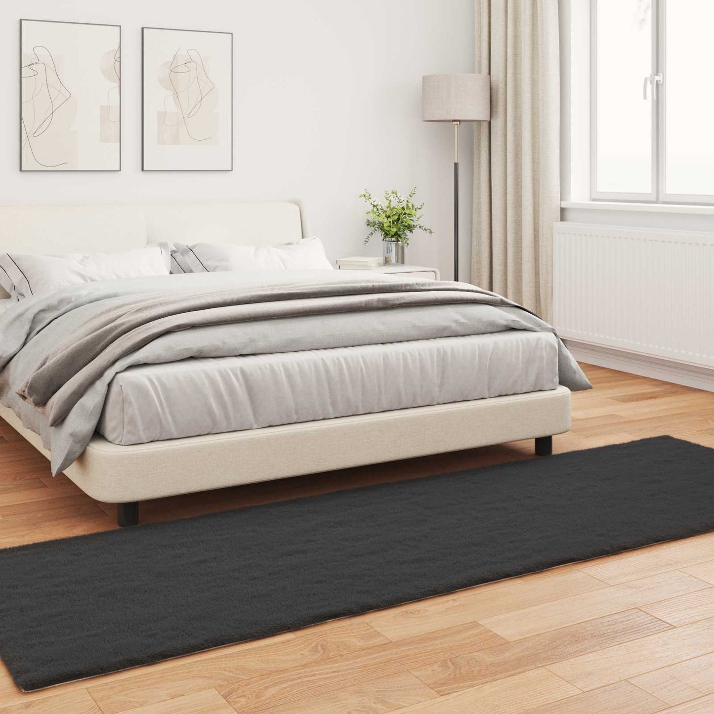 Tapis lapin en fausse fourrure Olite Noir 80 x 250 cm Polyester
