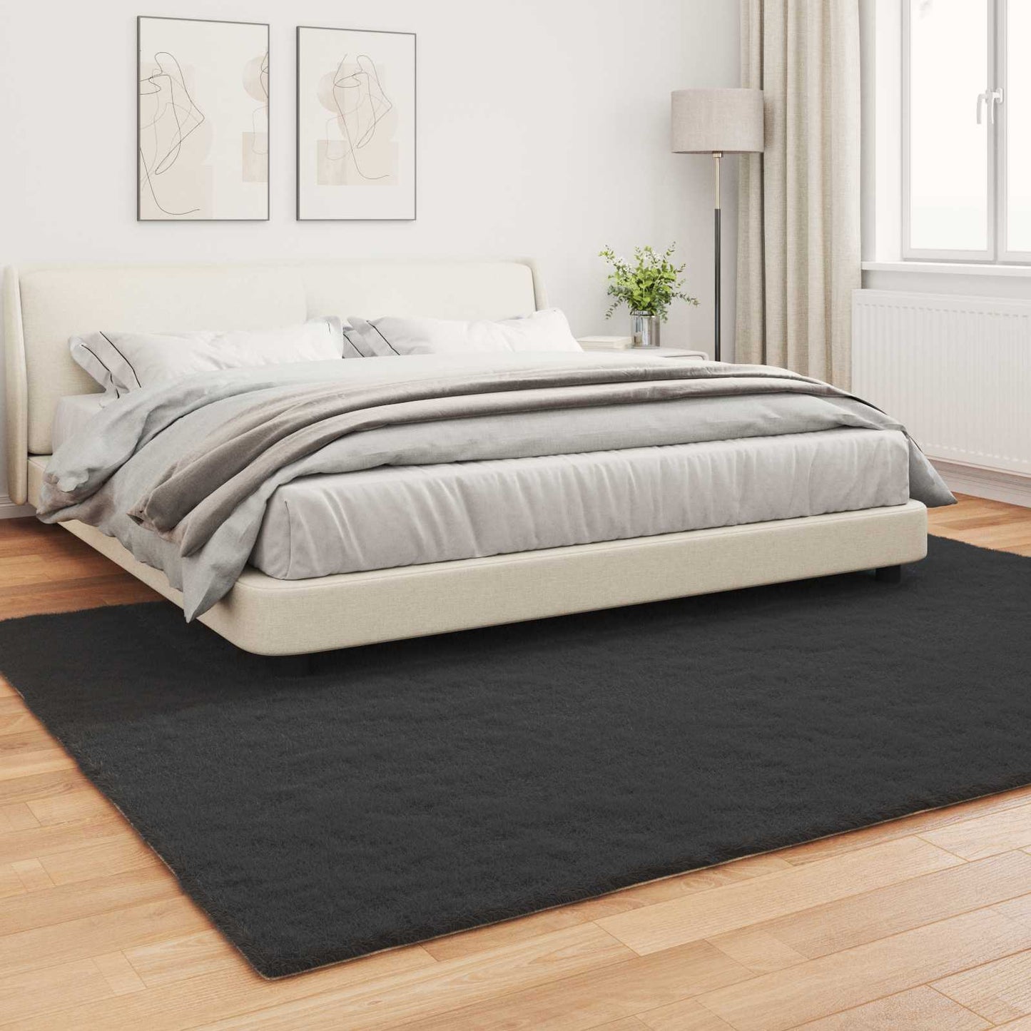 Tapis Lapin en Fausse Fourrure Olite Noir 200 x 280 cm Polyester