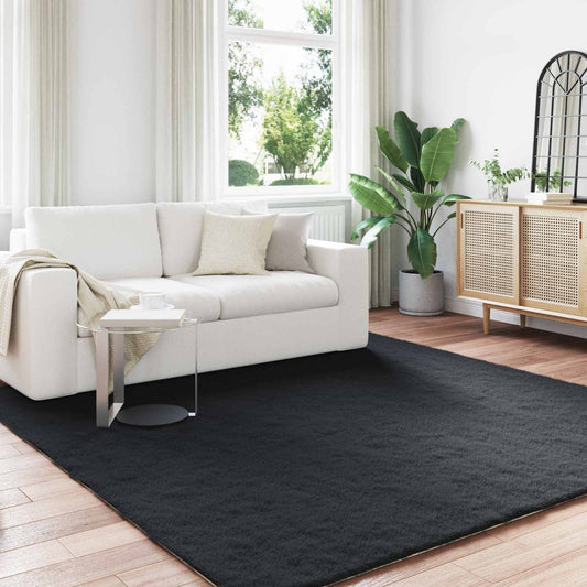 Faux Fur Rabbit Rug Olite Black 240 x 240 cm Polyester