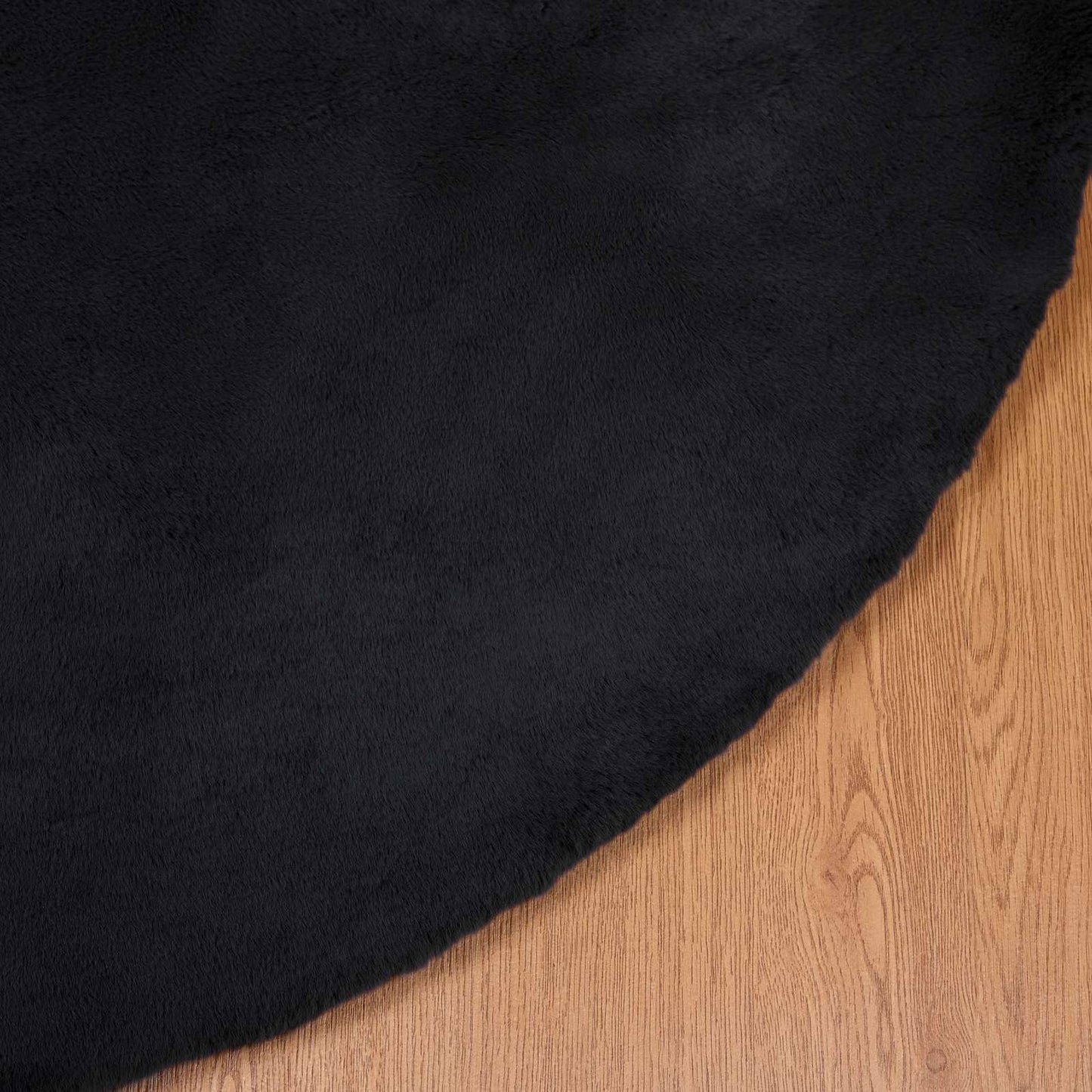 Faux Fur Rabbit Rug Olite Black Ø 200 cm Polyester