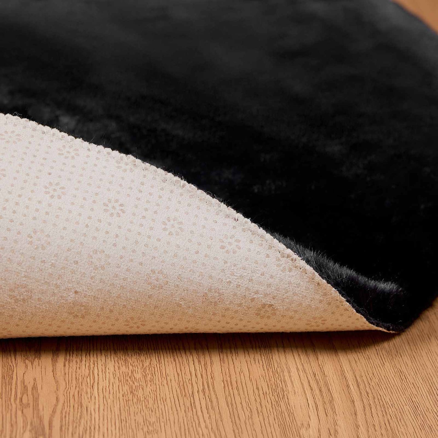 Faux Fur Rabbit Rug Olite Black Ø 200 cm Polyester
