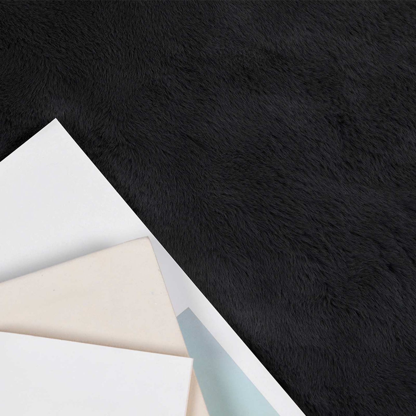 Faux Fur Rabbit Rug Olite Black Ø 200 cm Polyester