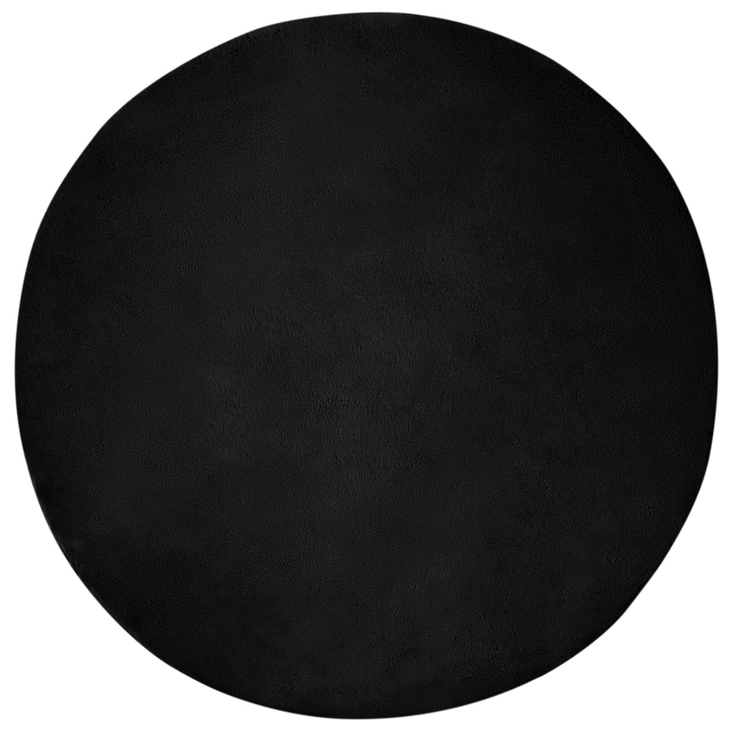 Faux Fur Rabbit Rug Olite Black Ø 200 cm Polyester