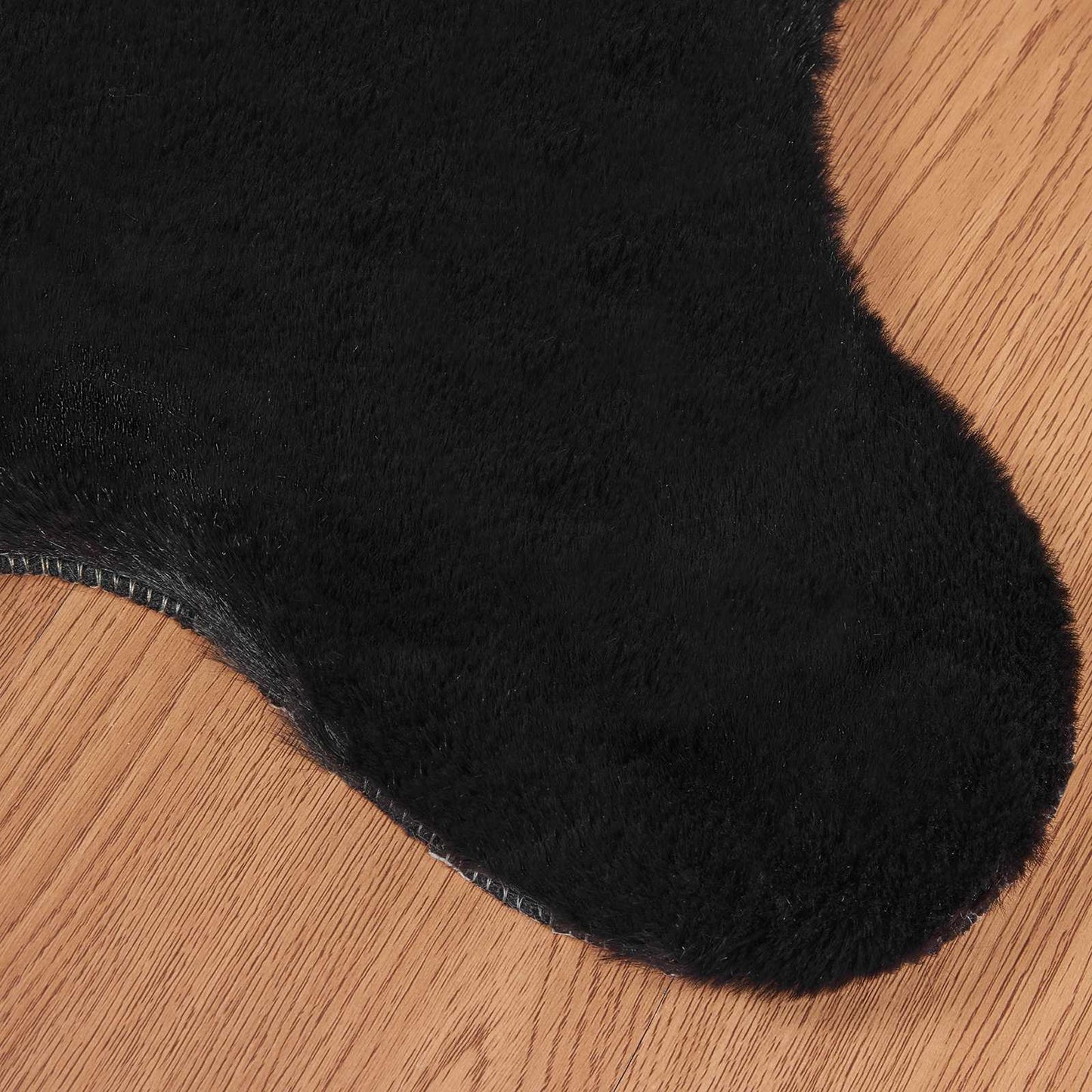Tapis en fausse fourrure de lapin Olite noir 50 x 80 cm polyester