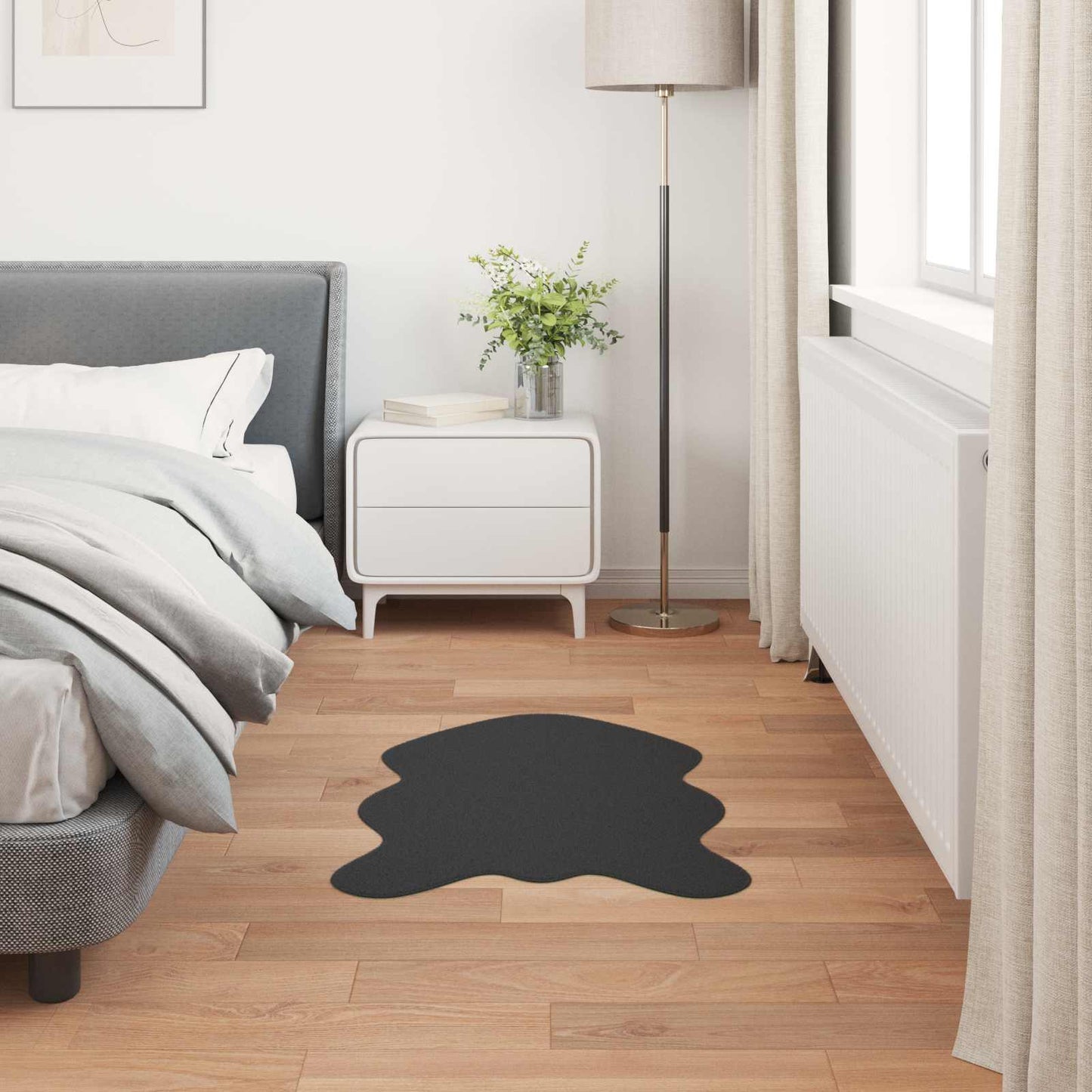Tapis en fausse fourrure de lapin Olite noir 50 x 80 cm polyester
