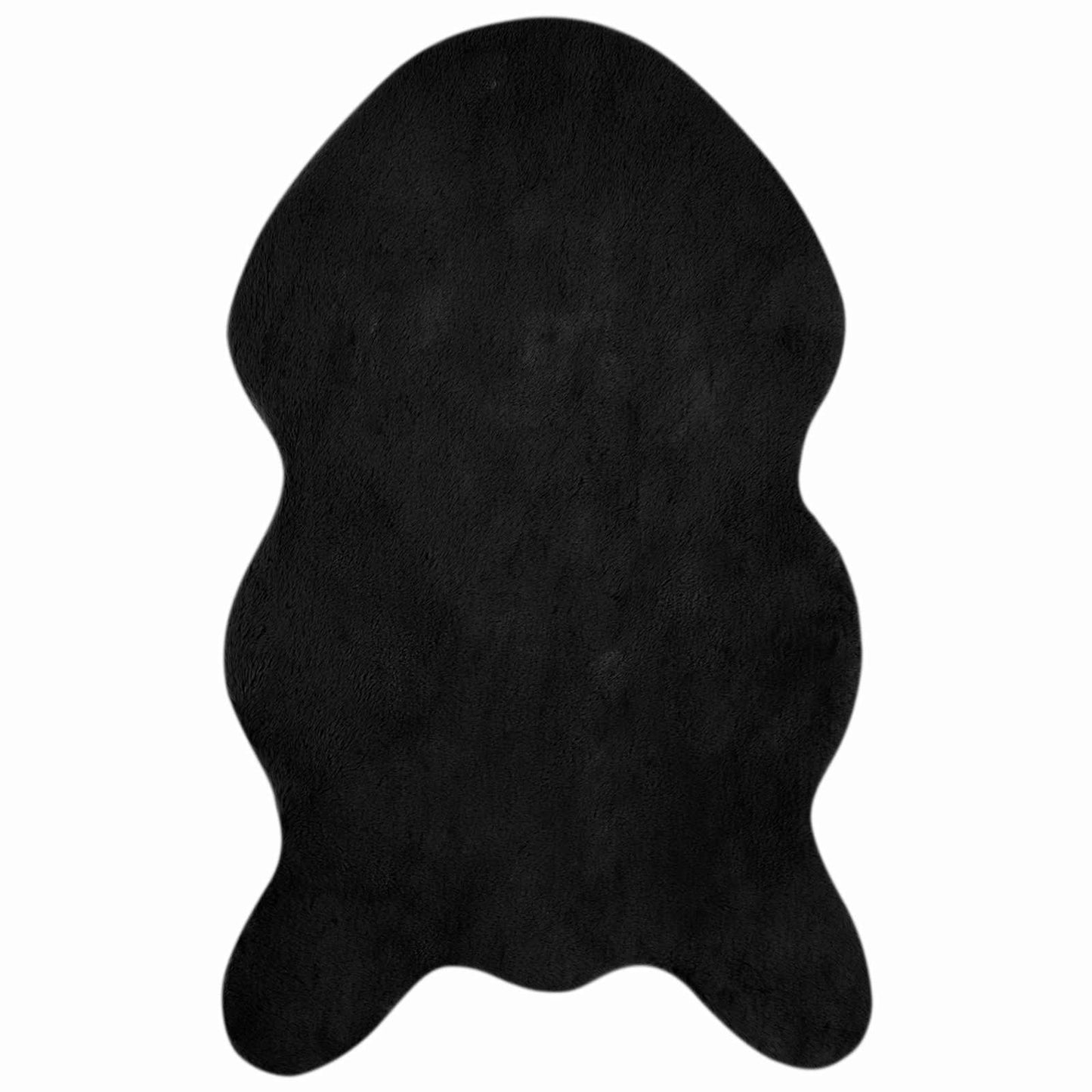 Tapis en fausse fourrure de lapin Olite noir 50 x 80 cm polyester