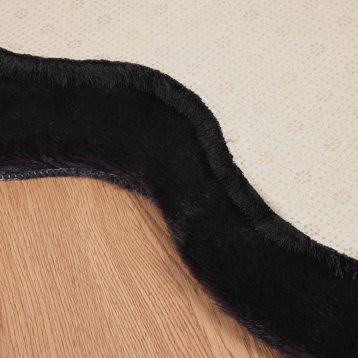 Tapis Lapin en Fausse Fourrure Olite Noir 60 x 90 cm Polyester
