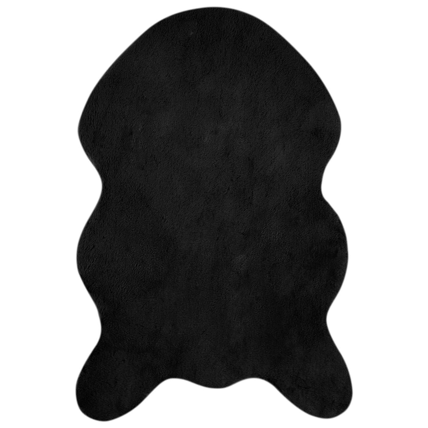 Tapis Lapin en Fausse Fourrure Olite Noir 60 x 90 cm Polyester
