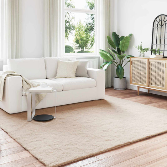 Faux Fur Rabbit Rug Olite Taupe 200 x 200 cm Polyester