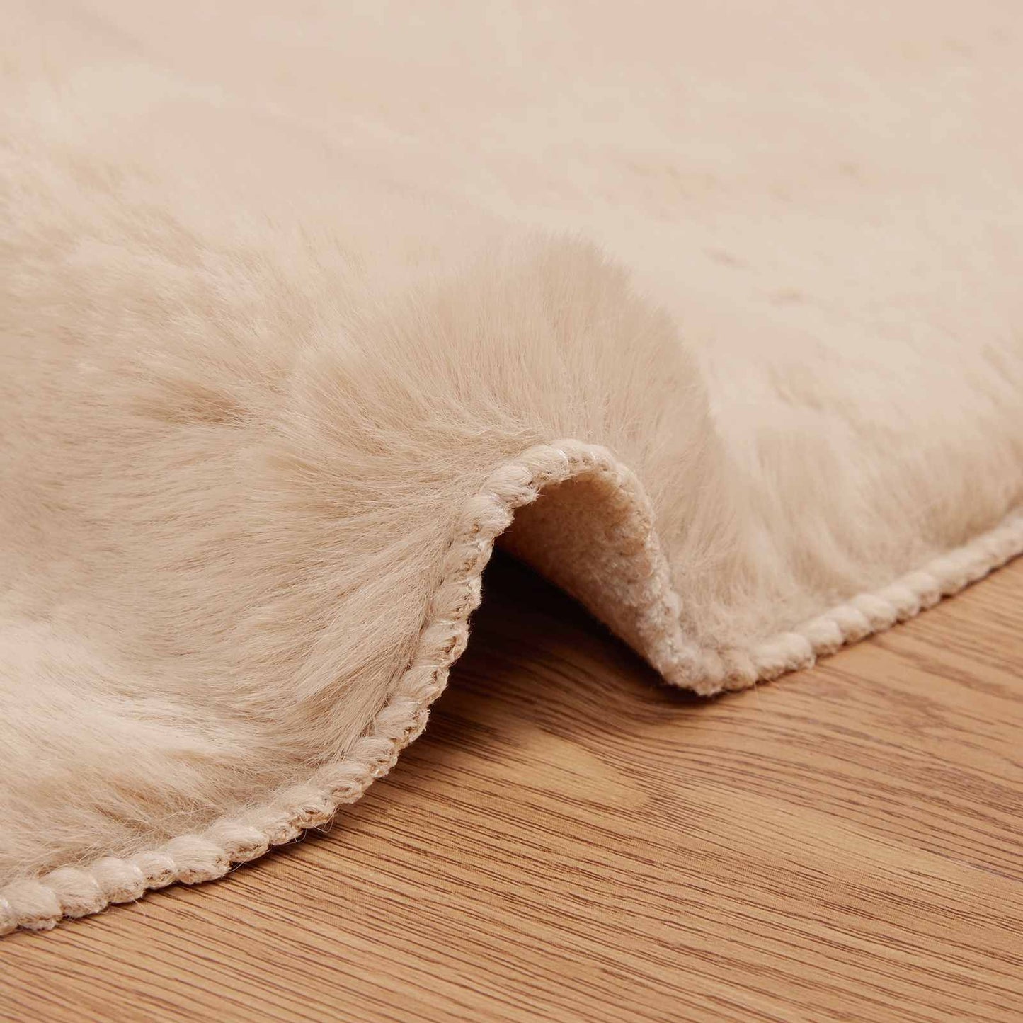 Kunstfell Hasen Teppich Olite Taupe Ø 80 cm Polyester