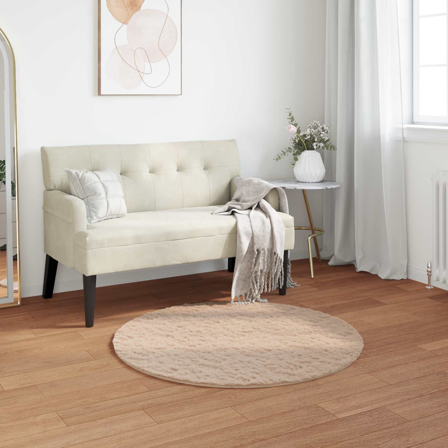 Kunstfell Hasen Teppich Olite Taupe Ø 80 cm Polyester