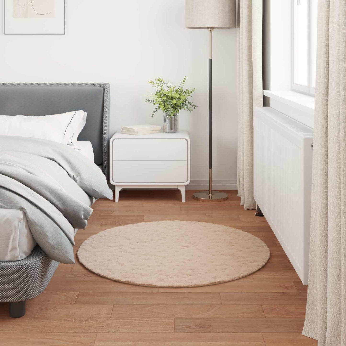 Tapis Lapin en Fausse Fourrure Olite Taupe Ø 100 cm Polyester