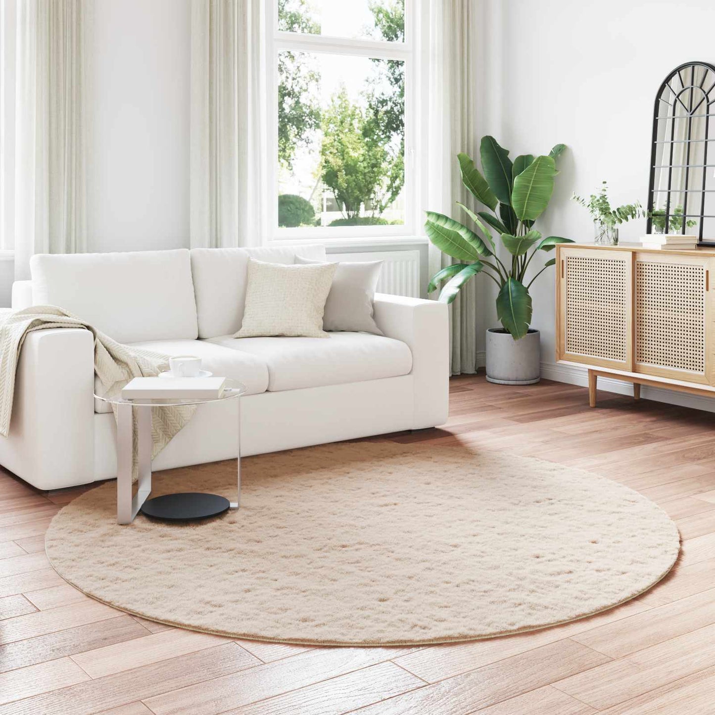 Tapis en fausse fourrure de lapin Olite Taupe Ø 200 cm Polyester