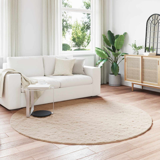 Faux Fur Rabbit Rug Olite Taupe Ø 200 cm Polyester