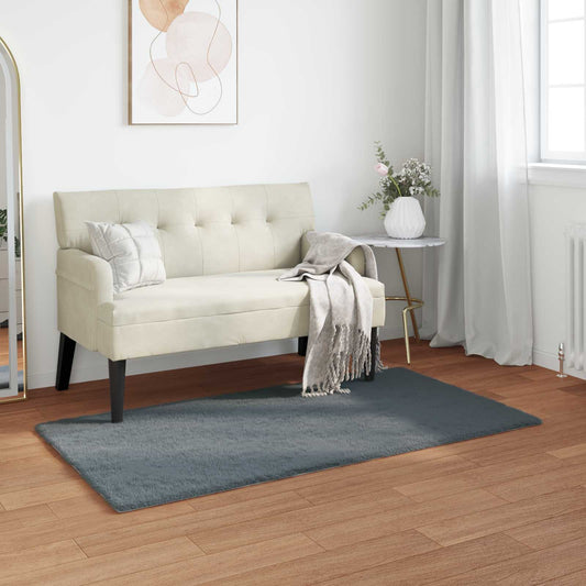 Faux Fur Rabbit Rug Olite Anthracite 80 x 150 cm Polyester