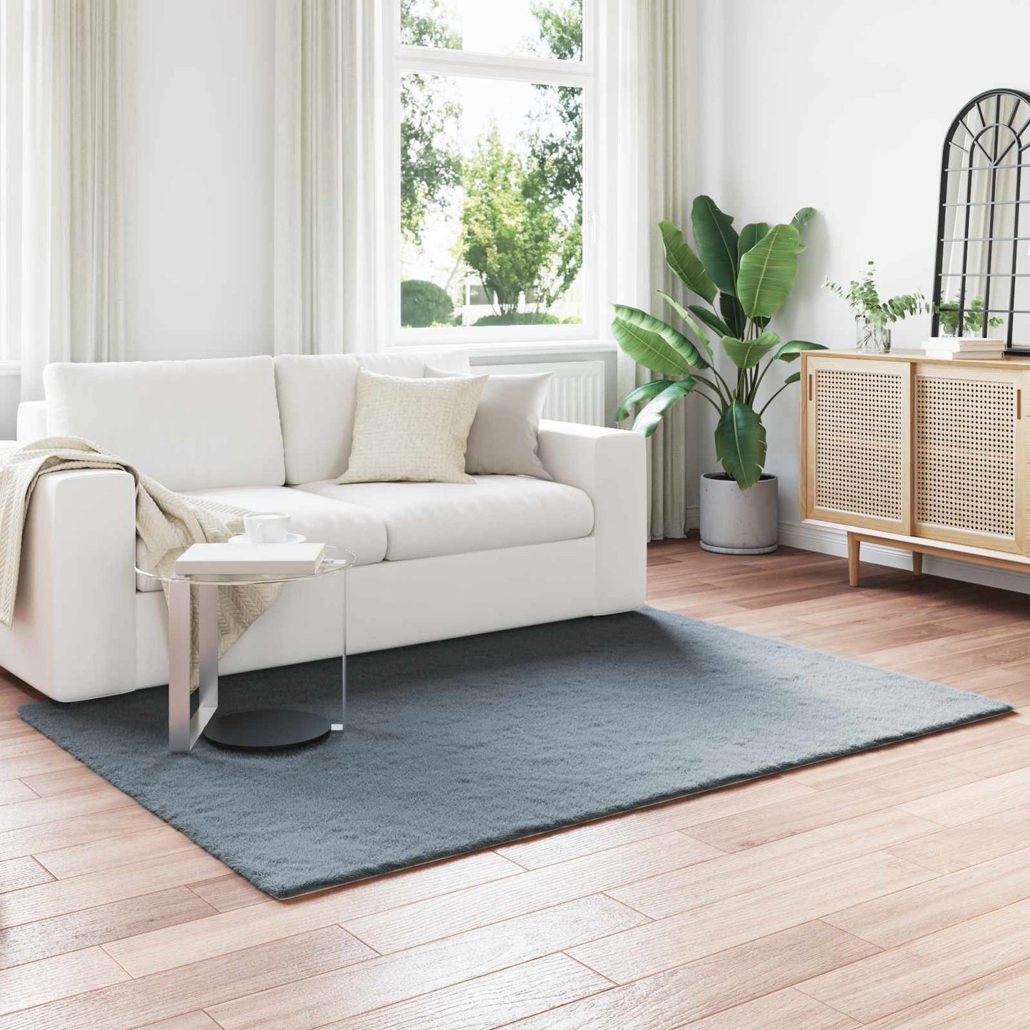 Faux Fur Bunny Rug Olite Anthracite 120 x 170 cm Polyester