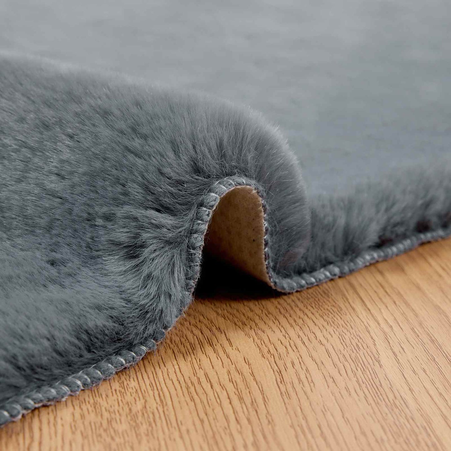 Kunstfell Hasen Teppich Olite Anthrazit 120 x 120 cm Polyester