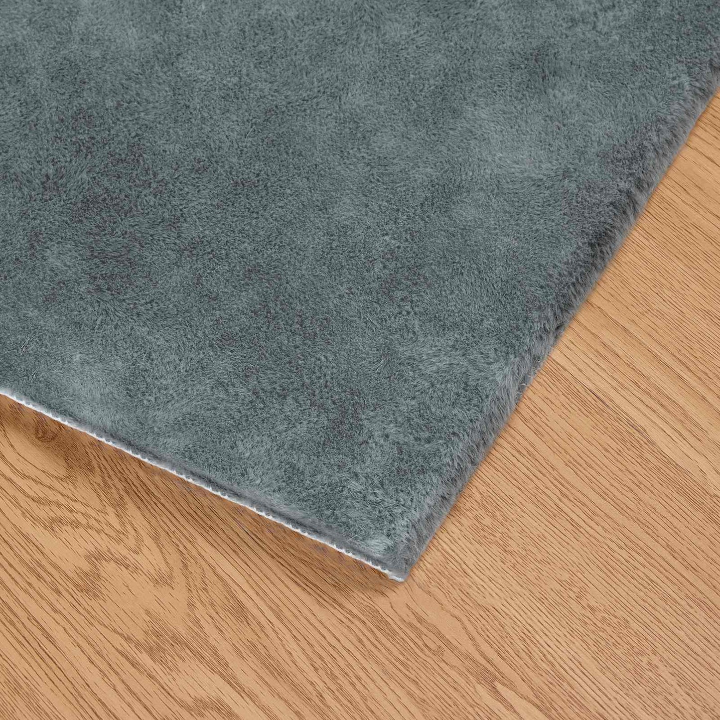 Kunstfell Hasen Teppich Olite Anthrazit 120 x 120 cm Polyester