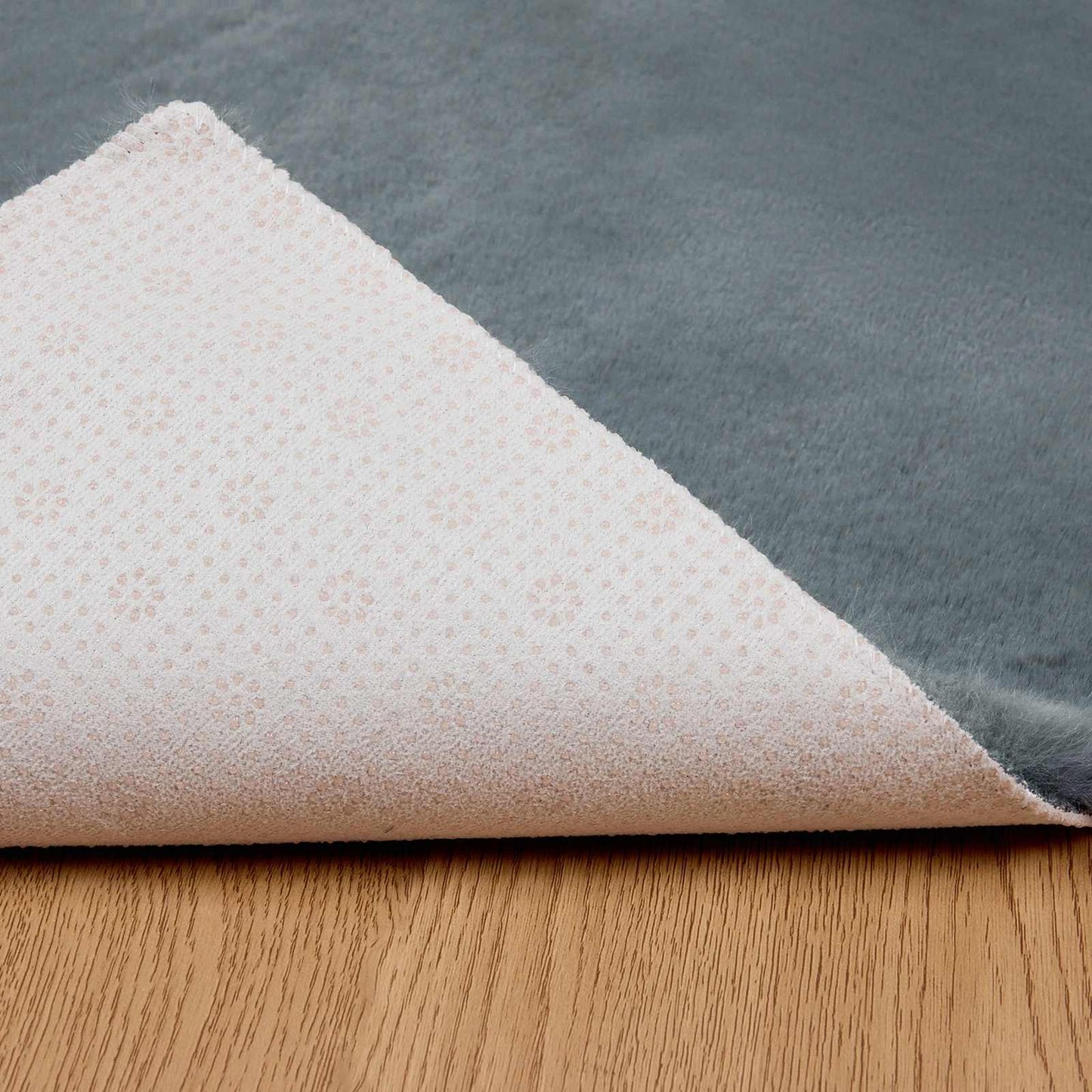 Kunstfell Hasen Teppich Olite Anthrazit 120 x 120 cm Polyester