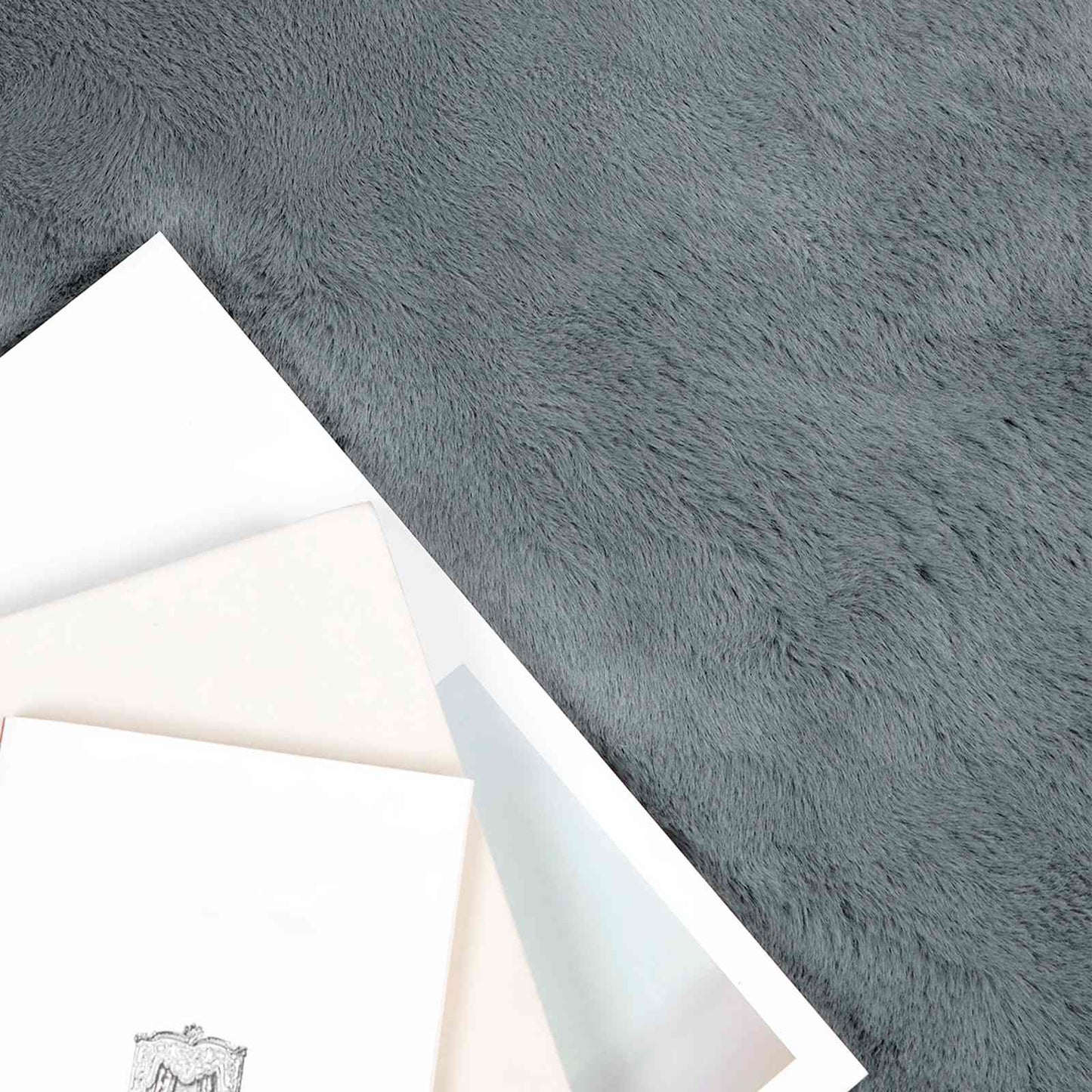 Kunstfell Hasen Teppich Olite Anthrazit 120 x 120 cm Polyester