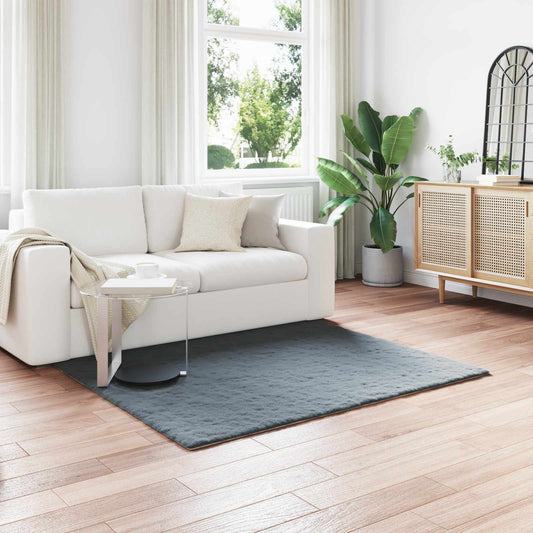 Faux Fur Rabbit Rug Olite Anthracite 160 x 160 cm Polyester