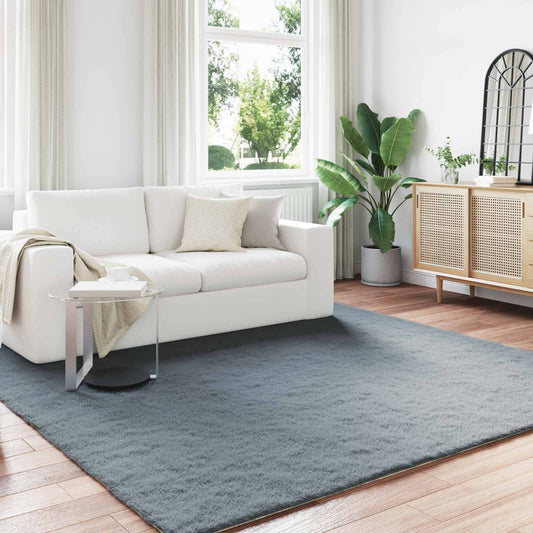 Faux Fur Rabbit Rug Olite Anthracite 200 x 200 cm Polyester