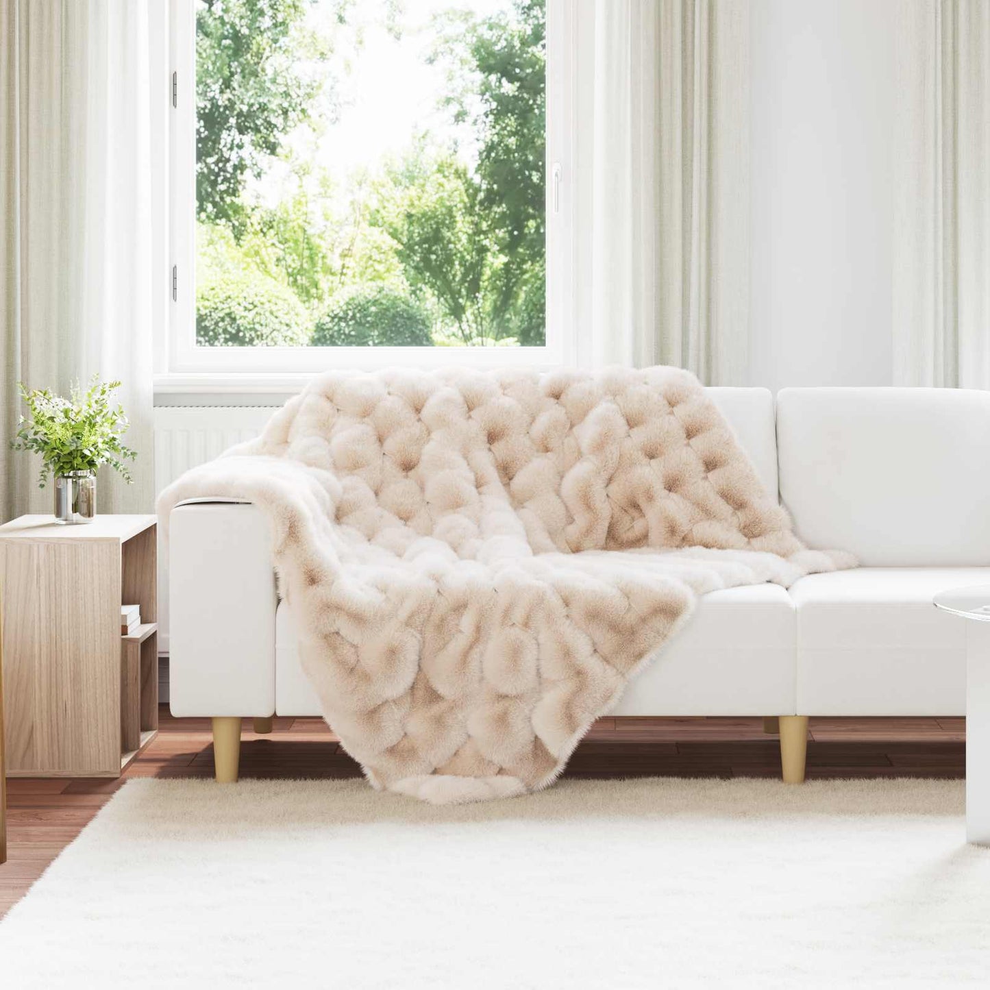 Couverture en fausse fourrure de lapin Olite Beige 130 x 150 cm